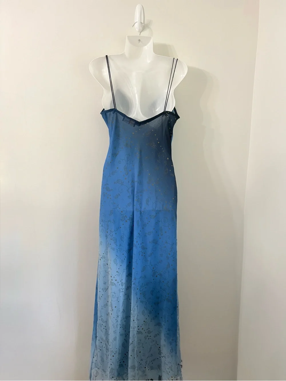 VTG Y2K Le Château Blue Ombre Maxi Slip Dress Fairycore Celestial Prom Gown M - Picture 5 of 7
